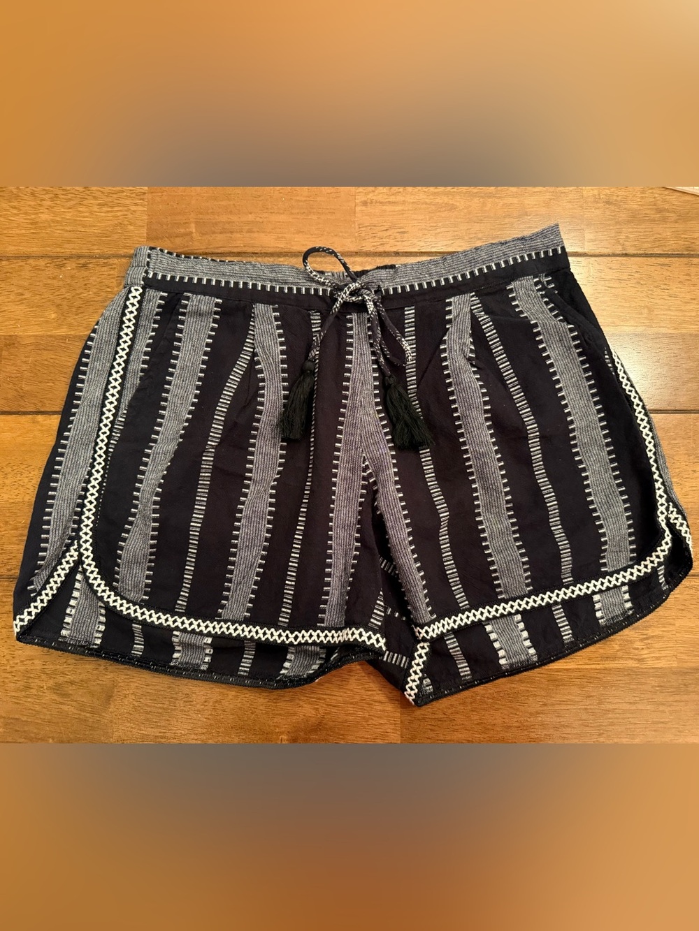 RESERVED Boho Striped Ladies Shorts with Tassels bohemian summer shorts Size M